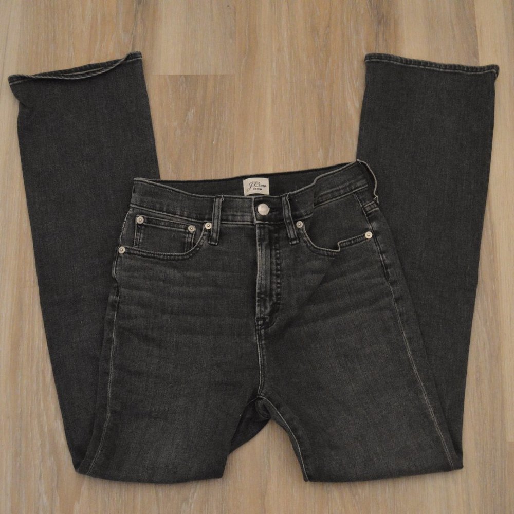 J. Crew Curvy Full Length Demi Boot 27 Dark Gray Wash